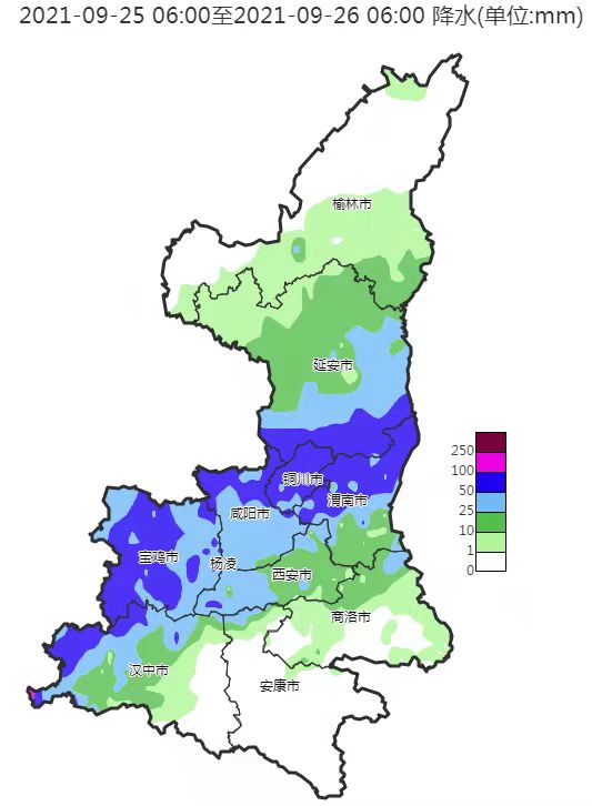 今日關中西南部和陝南中西部局地有暴雨