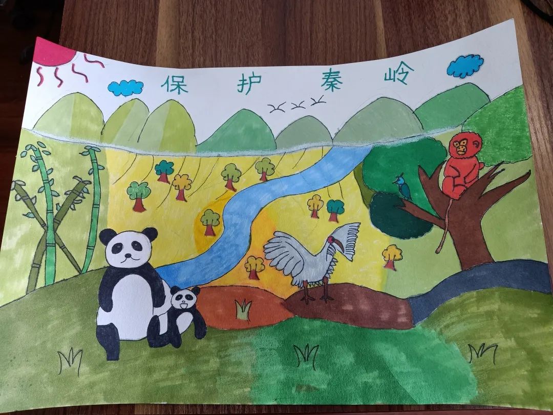 秦岭生态保护绘画图片