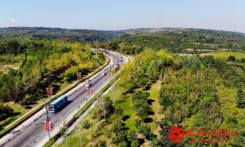 关中环线临渭段绿化。