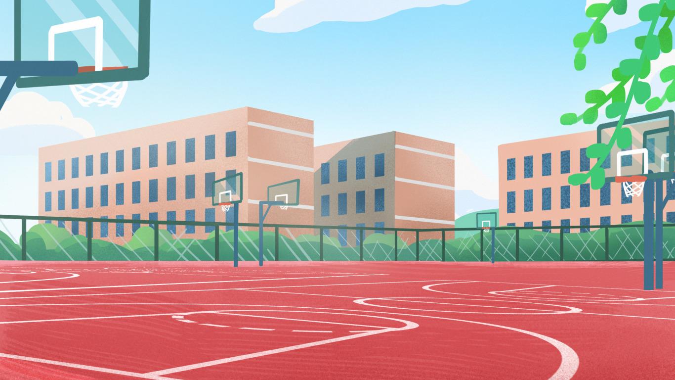 千库网_手绘卡通教育学习学校篮球场场景插画_插画编号91648.jpg